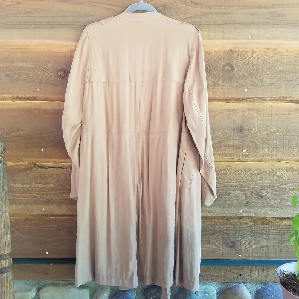 Lane Bryant Tan Trench Coat Tie Waist (Imperfection) | Transitional Trench Coat - Picture 6 of 10